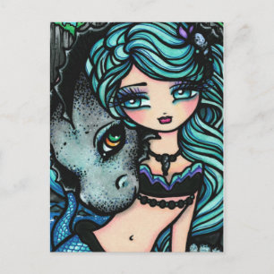 Sasha en Jett Mermaid Fantasy Dragon Art Briefkaar Briefkaart