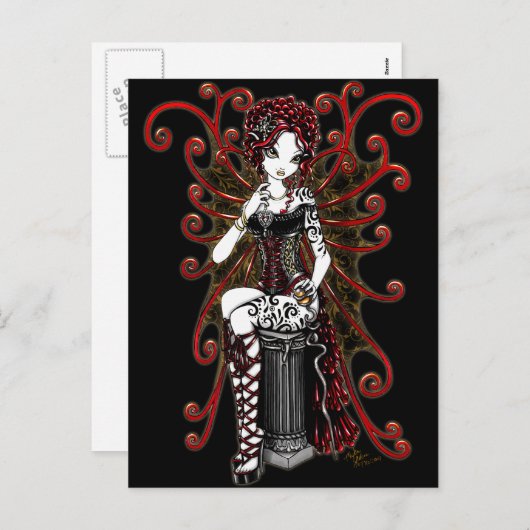 "Sasha" Gothic Couture Valentijn Fairy Briefkaart (Voorkant / Achterkant)
