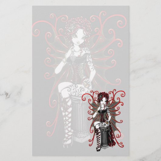"Sasha" Gothic Couture Valentijn Fairy Stationery Briefpapier (Voorkant)