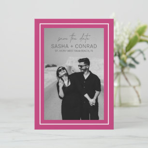 Sasha Levendig Roze Moderne Huwelijk Save The Date