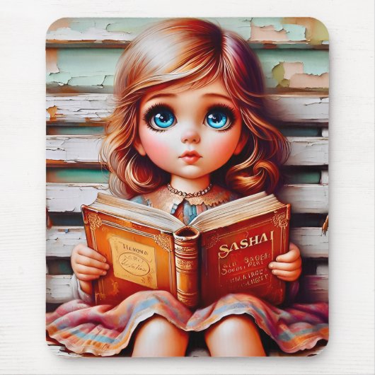 SASHA ~  meisje leest haar boek ~ Mousepad Muismat (Voorkant)