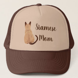 Sasha Siamees Kat Moeder Kitten Kijkt Weg Tekening Trucker Pet