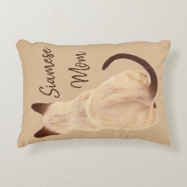 Sasha Siamees Kat Moeder Kitty Wegkijkende Tekenin Decoratief Kussen