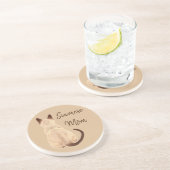 Sasha Siamese Cat Mam Kat, wegkijkend Uitzicht Zandsteen Onderzetter (Zijkant)