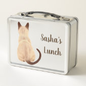 Sasha Siamese Cat Sitting Back Uitzicht Kat Aangep (Achterkant)