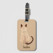 Sasha Siamese Cat Sitting Back Uitzicht Kat Aangep Bagagelabel (Voorkant (verticaal))