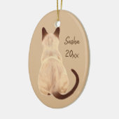 Sasha Siamese Cat Sitting Back Uitzicht Kat Aangep Keramisch Ornament (Links)