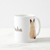 Sasha Siamese Cat Sitting Back Uitzicht Kat Aangep Koffiemok (Voorkant rechts)