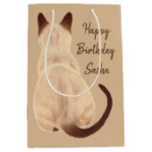 Sasha Siamese Cat Sitting Back Uitzicht Kat Aangep Medium Cadeauzakje (Voorkant)