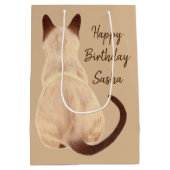Sasha Siamese Cat Sitting Back Uitzicht Kat Aangep Medium Cadeauzakje (Achterkant)