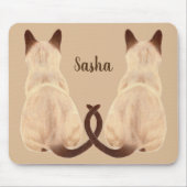 Sasha Siamese Cat Sitting Back Uitzicht Kat Aangep Muismat (Voorkant)