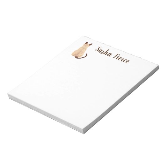 Sasha Siamese Cat Sitting Back Uitzicht Kat Aangep Notitieblok (Linkerzijde)