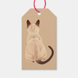 Sasha Siamese Kat Person Kat die kunst wegkijkt Cadeaulabel