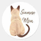Sasha Siamese Kat Person Kat die kunst wegkijkt Ronde Sticker (Voorkant)