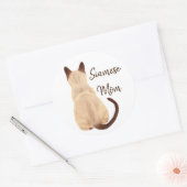 Sasha Siamese Kat Person Kat die kunst wegkijkt Ronde Sticker (Envelop)