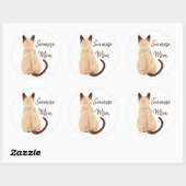 Sasha Siamese Kat Person Kat die kunst wegkijkt Ronde Sticker (Vel)