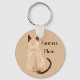 Sasha Siamese Kat Person Kat die kunst wegkijkt Sleutelhanger