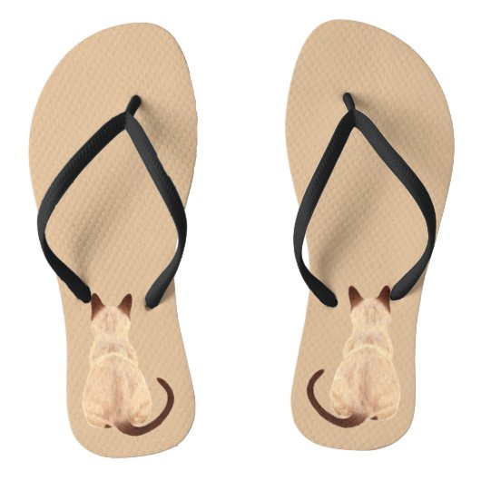 Sasha Siamese Kat Person Kat die kunst wegkijkt Teenslippers (Voetbed)