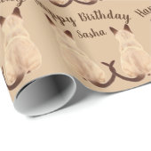 Sasha Siamese kat Sitting Birthday Kat Aangepast Cadeaupapier (Rol Hoek)