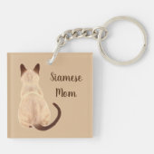 Sasha Siamese Kat van de kattenlover die weg kijkt Sleutelhanger (Achterkant)
