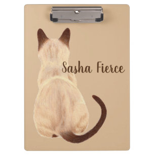 Sasha Siamese Kat Zittende Achteraanzicht Kitty Aa Klembord