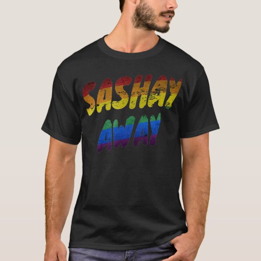 Sashay Away - Pride Flag Verdrukte Belemmering T-shirt (Voorkant)