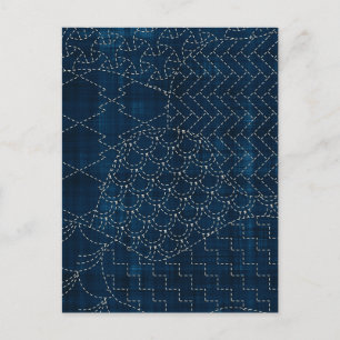 Sashiko-achtige borduurachtige imitatie briefkaart