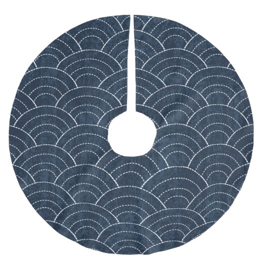 Sashiko borduurwerk: Indigo Japans patroon. Kerstboom Rok (Voorkant)
