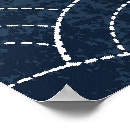 Sashiko borduurwerk: Indigo Japans patroon. Poster (Hoek)