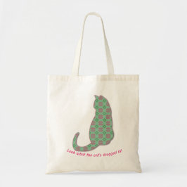 Sashiko cat, 刺し子風猫 tote bag