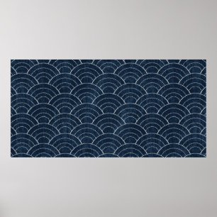 Sashiko naadloos kleurkleurstofpatroon met traditi poster