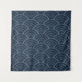 Sashiko seamless indigo dye pattern with traditie wandkleed (Voorkant)