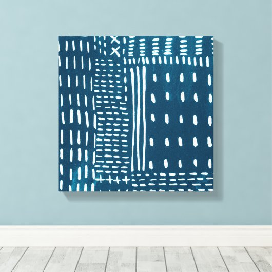 Sashiko Stitches Canvas Afdruk (Insitu (Houten vloer))