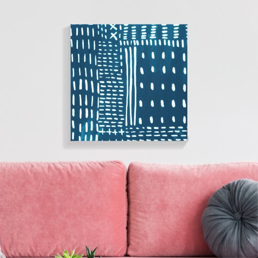 Sashiko Stitches Canvas Afdruk (Insitu (Woonkamer))