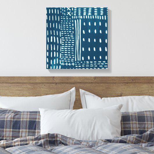 Sashiko Stitches Canvas Afdruk (Insitu (Slaapkamer))
