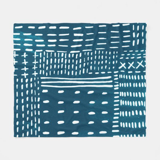 Sashiko Stitches Fleece Deken (Voorkant (Horizontaal))