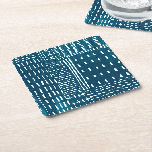 Sashiko Stitches Kartonnen Onderzetters (Schuin)