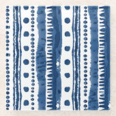 Sashiko wit en blauw patroon glazen onderzetter (Voorkant)