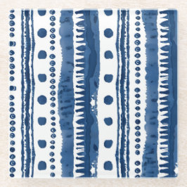 Sashiko wit en blauw patroon glazen onderzetter