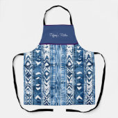 Sashiko wit en blauw patroon schort (Voorkant)