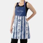 Sashiko wit en blauw patroon schort (Insitu)