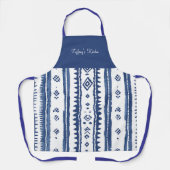 Sashiko wit en blauw patroon schort (Voorkant)