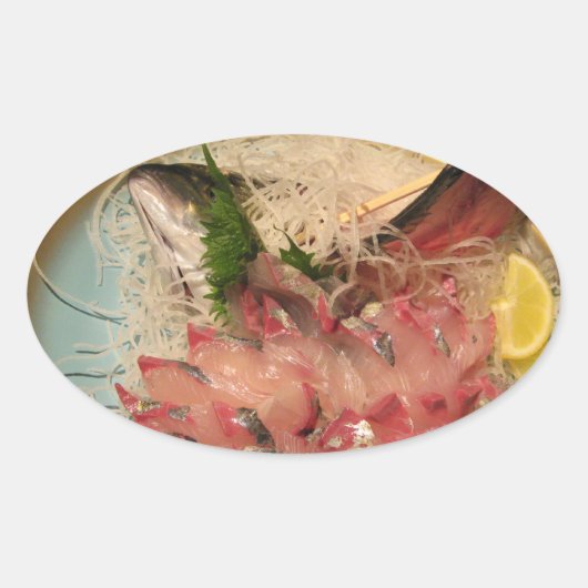 Sashimi 刺 身 ... Japans voedsel Ovale Sticker (Voorkant)