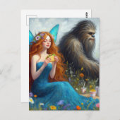 Sashquatch and a Fairy on a Picnic Briefkaart (Voorkant / Achterkant)