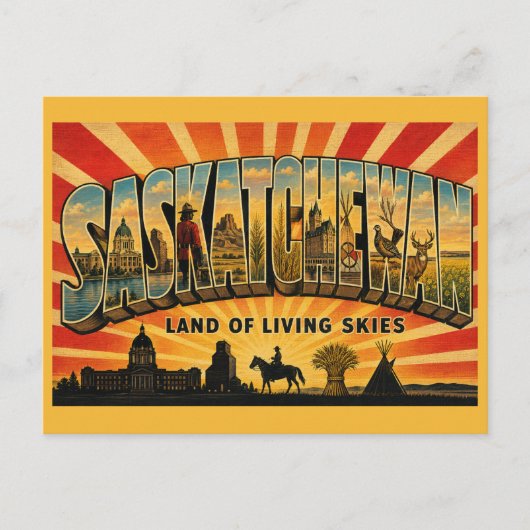 Saskatchewan Canada Land van Levende Hemels Briefkaart (Voorkant)