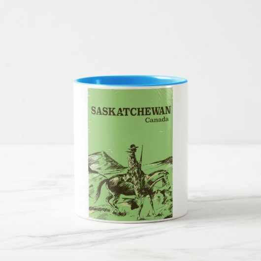 Saskatchewan Canada vintage reisposter Tweekleurige Koffiemok (Center)
