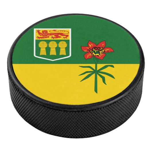 Saskatchewan Flag (CANADA) Hockey Puck (3/4)