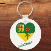 Saskatchewan Flag Heart met naam Sleutelhanger (Voorkant)