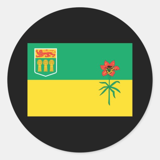 SASKATCHEWAN FLAG RONDE STICKER (Voorkant)