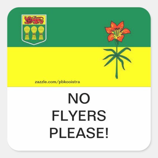 Saskatchewan Geen Flyers Gelieve Mail Box Sticker (Voorkant)